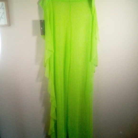 Love University Mesh Neon Green Ruffle Swim Cover-up Stretchy Pant - Picture 8 of 14